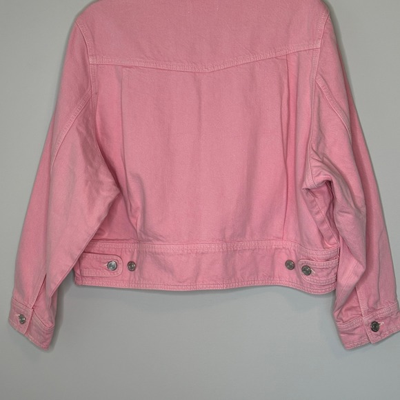 FRAME Washed Dusty Pink Heart Cotton Denim Jacket Full Zip Size Large‎ NWOT